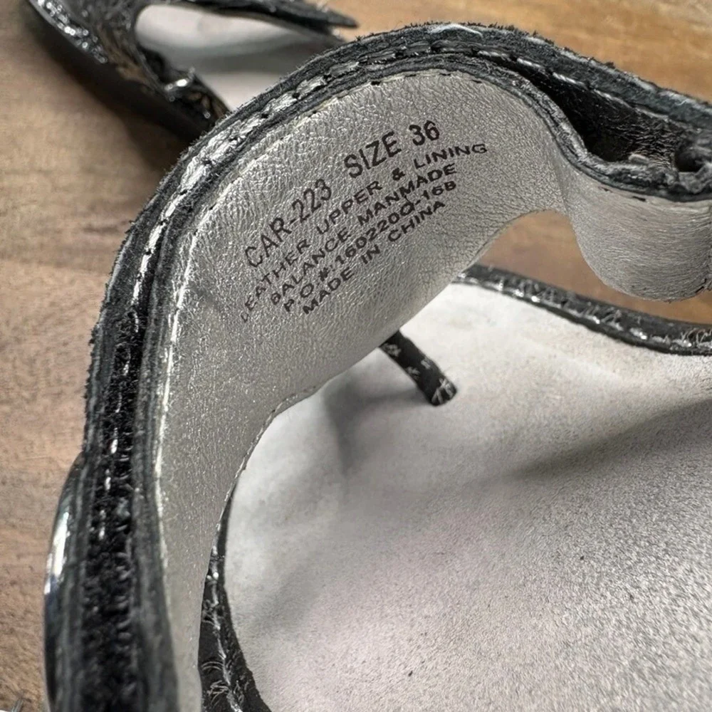 Alegria Sandals EU Size 36 US 6 Black Metallic Leather Arch Support‎
